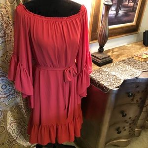 WHBM On or Off Shoulder Coral Dress